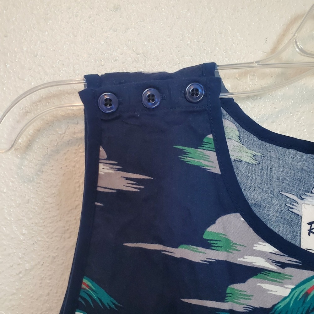 Reyn Spooner Tahiti by the Sea Swing Tank Top Dress Blues Tropical Palm M NEW - Picture 5 of 15